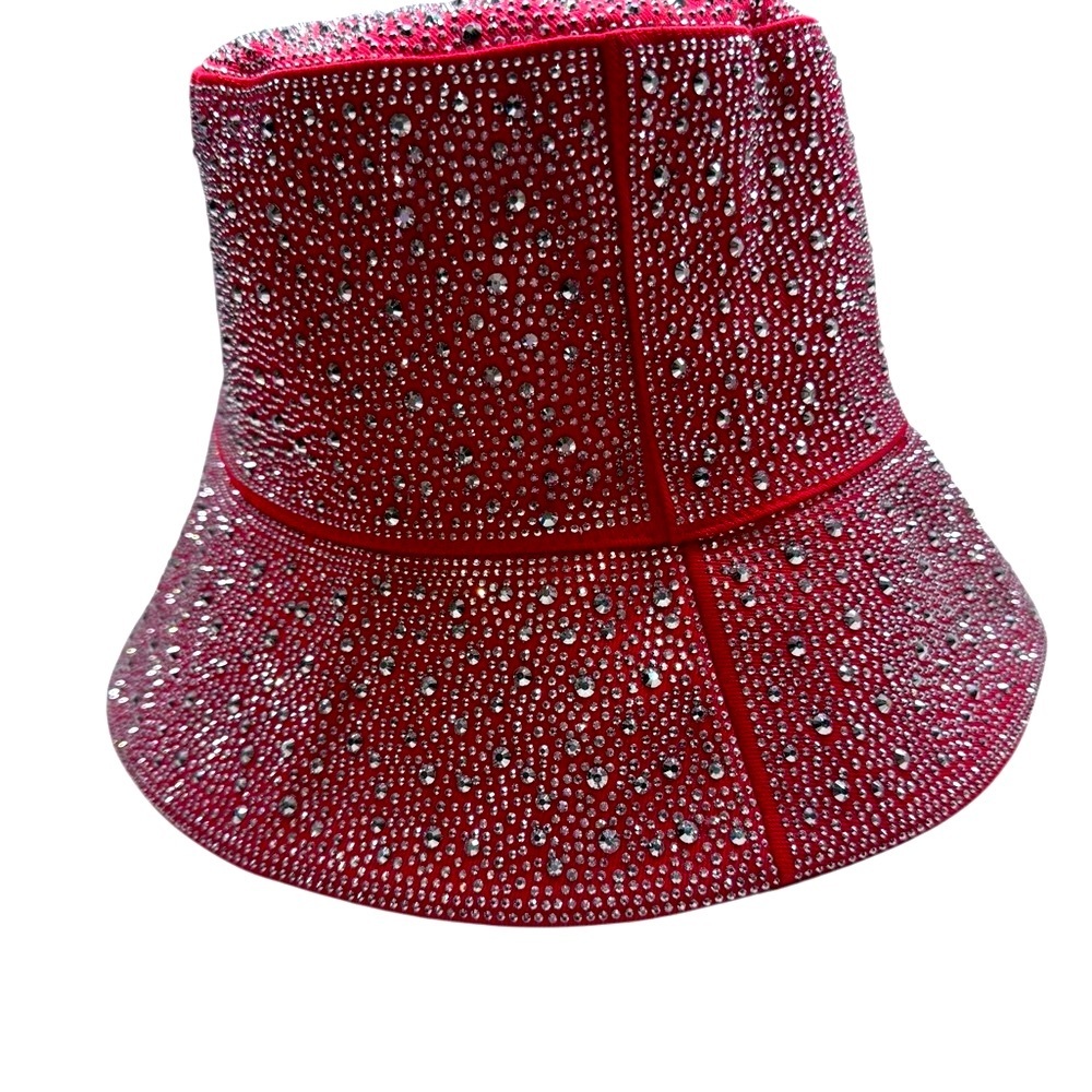 Dazzling Red and Silver Crystals Bucket Hat NWOT - Picture 4 of 8